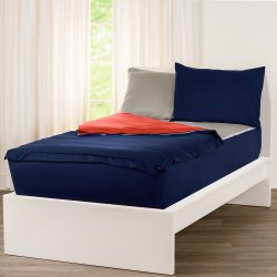 Zipper Bedding in Dark Blue Red and Gray